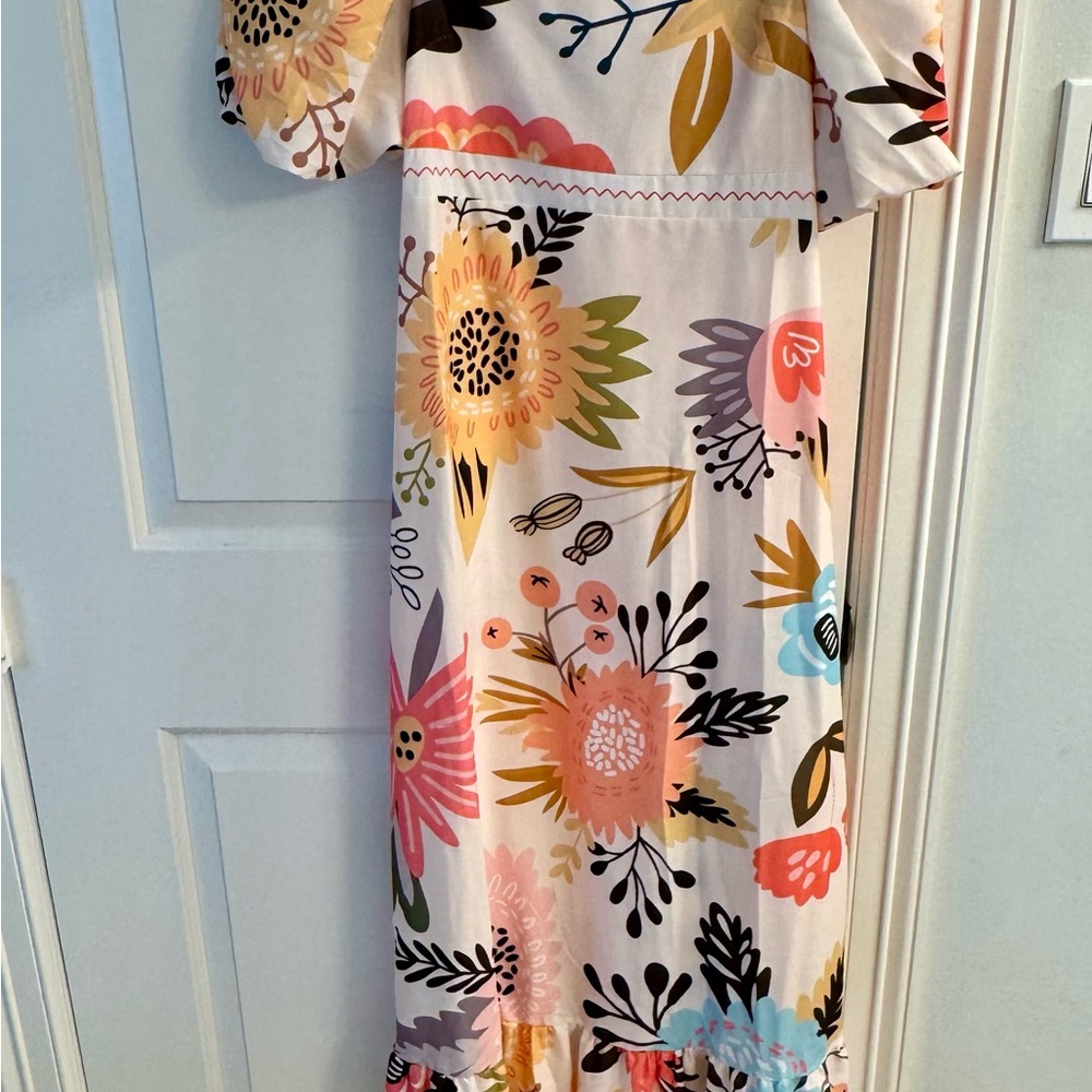 Floral Print Dress with Puff Sleeves